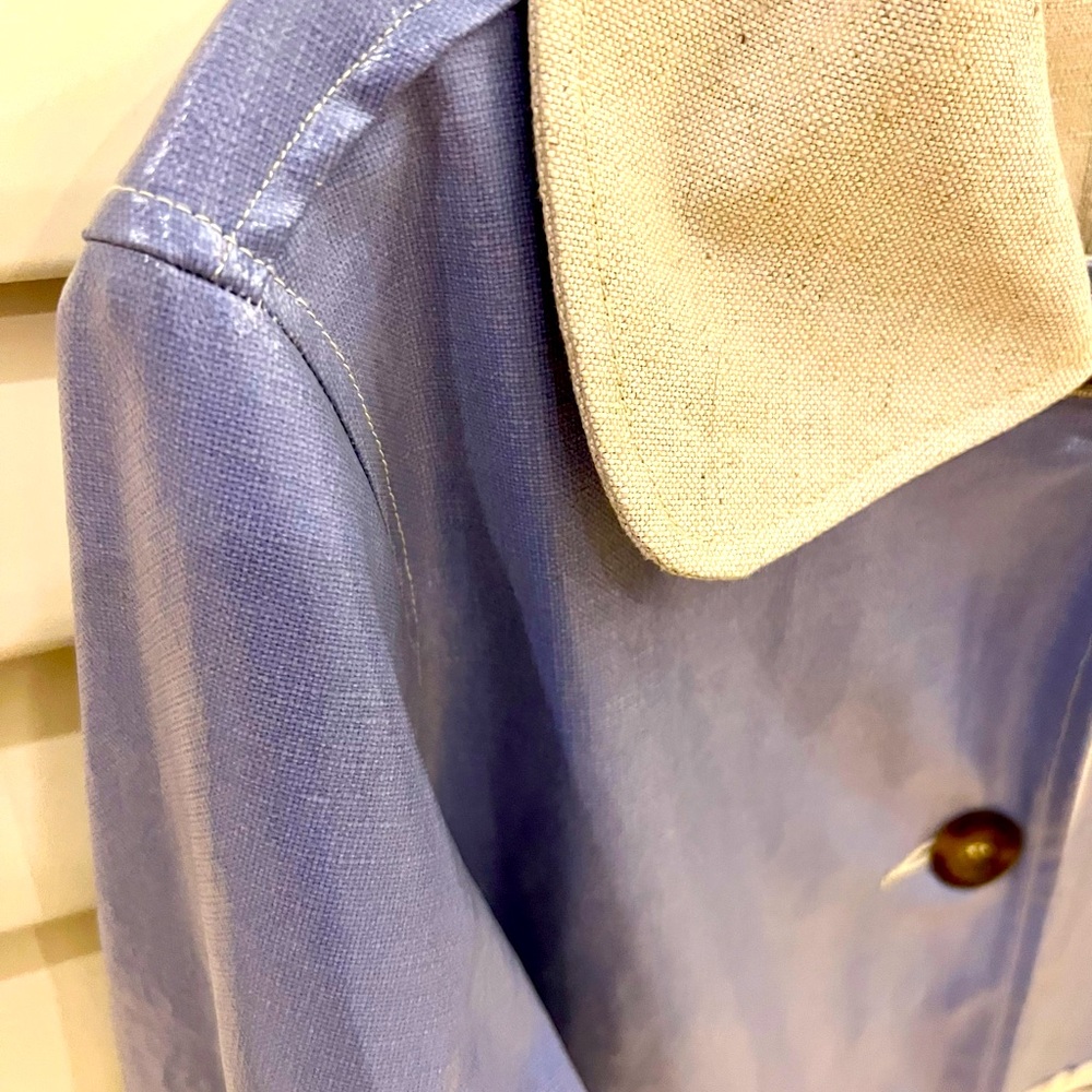 cut • loose Rain Coat Periwinkle and Beige. Size XS